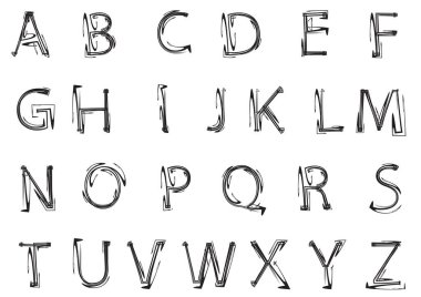 Beyaz arkaplan, vektör, illüstrasyon üzerinde izole edilmiş İngiliz alfabesi