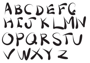 Beyaz arkaplan, vektör, illüstrasyon üzerinde izole edilmiş İngiliz alfabesi