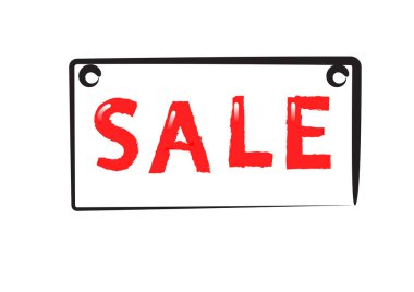 Beyaz arkaplanda izole edilmiş metni olan satış etiketi 