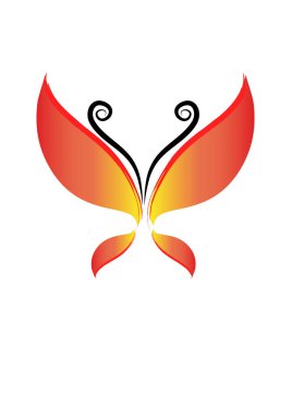 Beyaz arkaplanda renkli kelebeğin vektör çizimi 