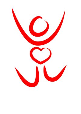 Beyaz arkaplanda kalbi olan kişi simgesi 