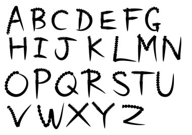 Beyaz arkaplan, vektör, illüstrasyon üzerinde izole edilmiş İngiliz alfabesi