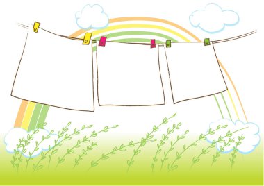 Gökkuşağı ile boş bir pankartın çizimi