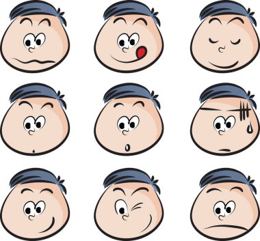 vektör çizgi film yüzleri kümesi