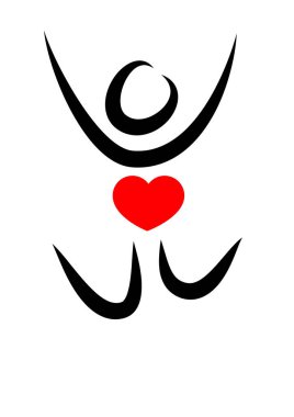 Beyaz arkaplanda kalbi olan kişi simgesi 