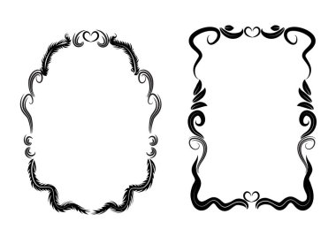 Siyah çiçek elementleri kümesi.