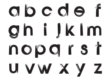 Beyaz arkaplan, vektör, illüstrasyon üzerinde izole edilmiş İngiliz alfabesi