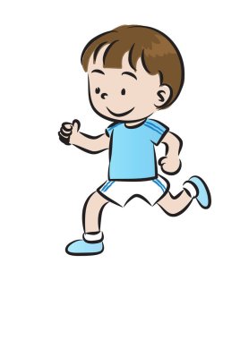 Beyaz bir arkaplanda koşan çocuk