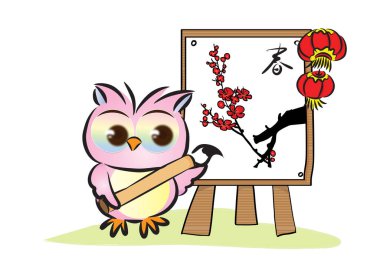 Beyaz arkaplanda sevimli bir baykuşun vektör çizimi 