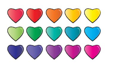 Beyaz arkaplanda vektör kalpleri kümesi 