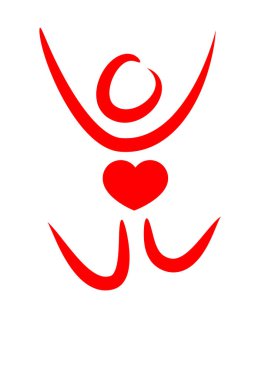 Beyaz arkaplanda kalbi olan kişi simgesi 