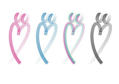 Beyaz arkaplanda kalp oluşturan insanlar simgesi 