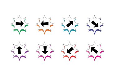 Beyaz arkaplanda ok işareti simgesi ayarlandı 