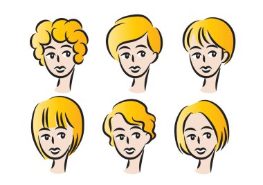 vektör çizgi film yüzleri kümesi. 