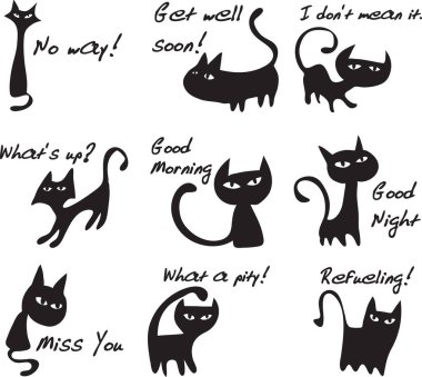 Kedi ve kedilerin vektör çizimi