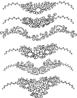 Siyah ve beyaz çiçekli kenarlar.