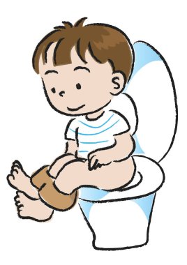 Beyaz arka planda küçük bir çocuğun vektör karikatürü çizimi