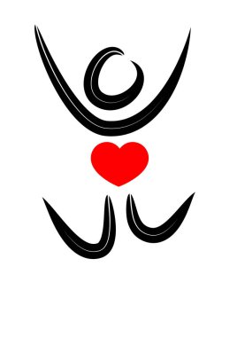 Beyaz arkaplanda kalbi olan kişi simgesi 