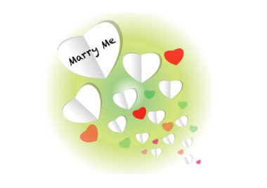 Sevgililer Günü kartında kalpler ve çiçekler var.