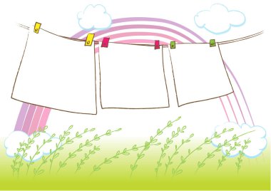 Gökkuşağı ile boş bir pankartın çizimi