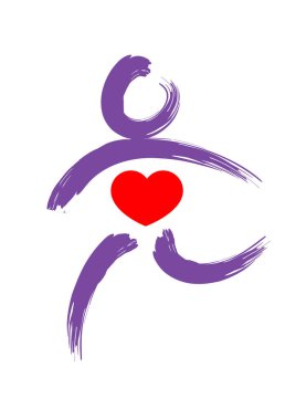 Beyaz arkaplanda kalbi olan kişi simgesi 