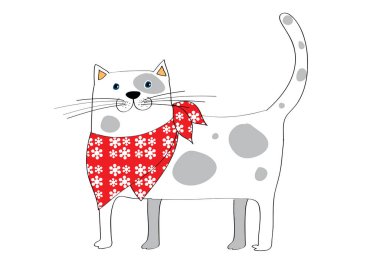 beyaz arka planda çizgi film büyük kedi 