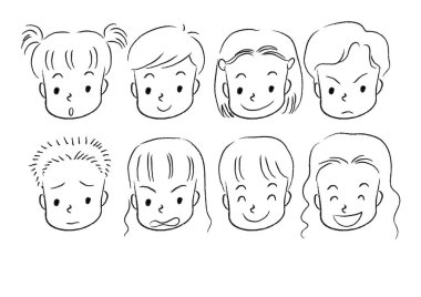 Farklı duyguların karikatür yüzleri. vektör illüstrasyonu