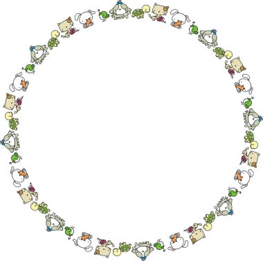 Çiçekli ve yapraklı bir çerçeve. vektör illüstrasyonu