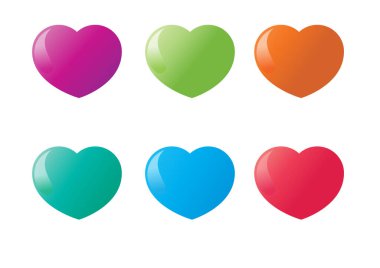 Beyaz arkaplanda vektör kalpleri kümesi 