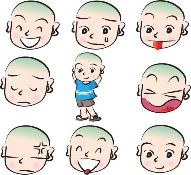 Değişik ifadelerin çizgi film yüzleri