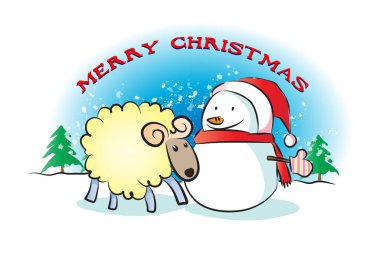 Yılbaşı ağacı olan kardan adam.