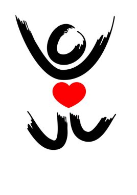 Beyaz arkaplanda kalbi olan kişi simgesi 