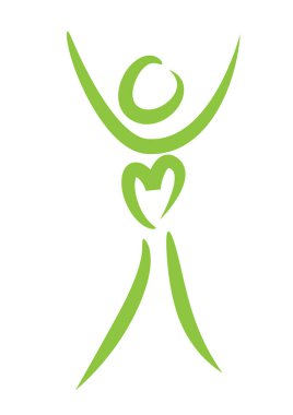 Beyaz arkaplanda kalbi olan kişi simgesi 