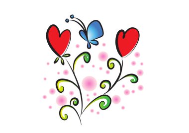 Çiçekli bir kalbin vektör çizimi