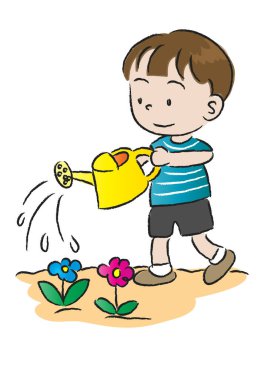 Beyaz arka planda küçük bir çocuğun vektör karikatürü çizimi