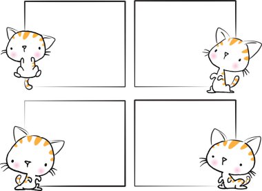 Beyaz arka planda izole komik çizgi film kedileri, vektör