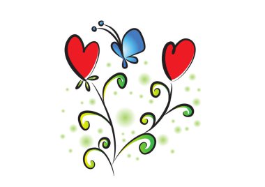 Çiçekli bir kalbin vektör çizimi