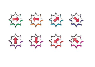 Beyaz arkaplanda ok işareti simgesi ayarlandı 