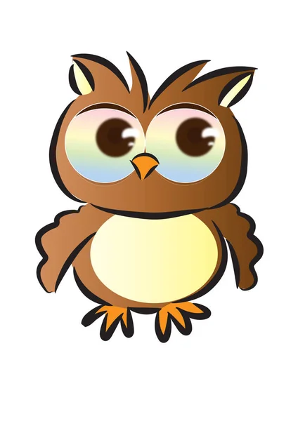 Vector Illustration Cute Cartoon Owl White Background — Stock Vector