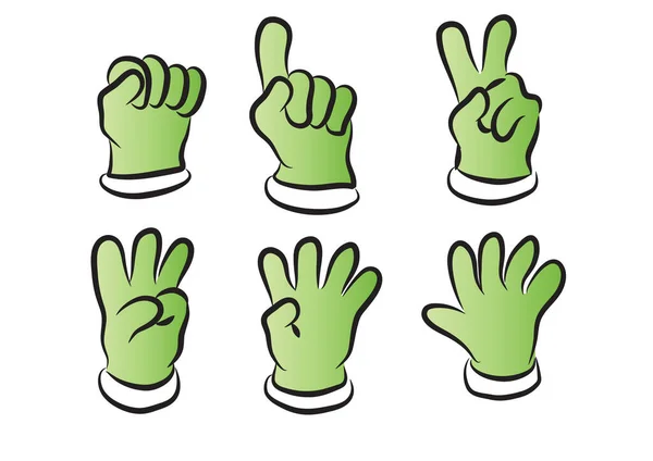 Desenho Animado Mão Desenhado Ícones Estilo Definido Com Mãos Diferentes — Vetor de Stock