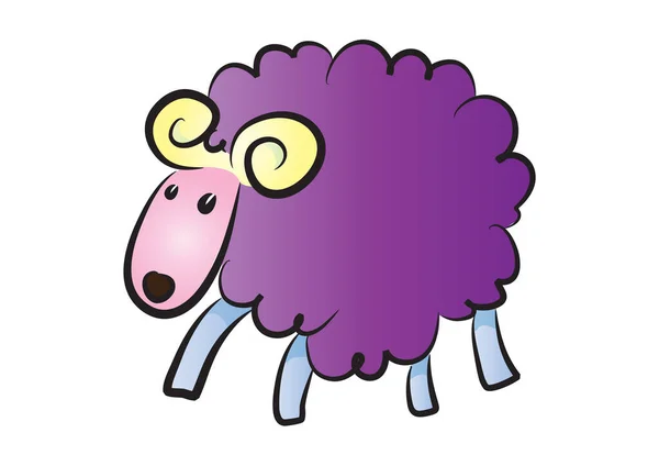 Schattig Schaap Cartoon Vector Illustratie Grappig Schepsel — Stockvector