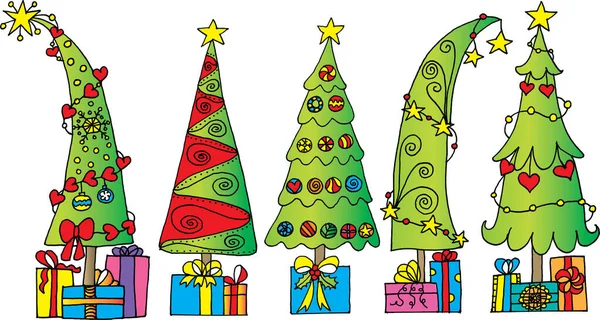 Árvore Natal Com Presentes Ilustração Vetorial — Vetor de Stock