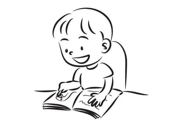 Junge Liest Ein Buch — Stockvektor