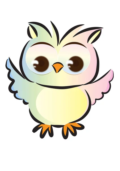 Vector Illustration Cute Cartoon Owl White Background — Stock Vector