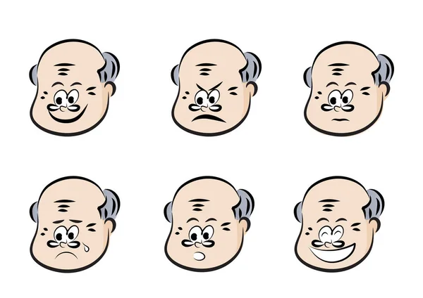 Ensemble Visages Dessins Animés Différentes Expressions — Image vectorielle