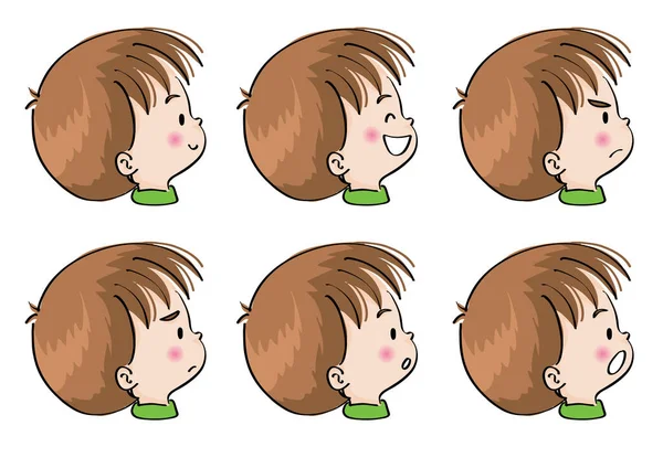 Vector Illustration Cartoon Faces Different Expressions — Stock Vector