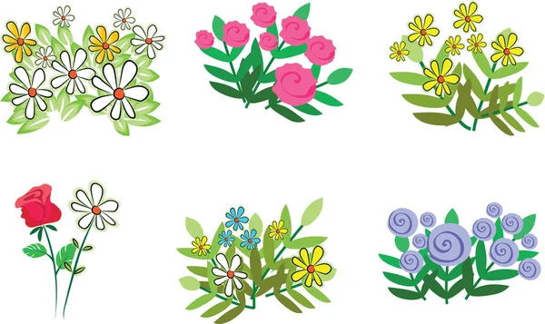 Ensemble Fleurs Vectorielles — Image vectorielle