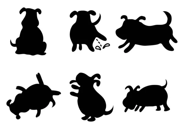 Engraçado Desenhos Animados Cães Isolados Fundo Branco Ilustração Vetorial —  Vetores de Stock