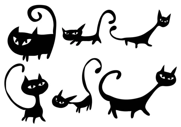 白い背景に隔離された面白い漫画の猫 — ストックベクタ