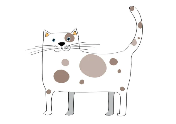 Cartoon Big Cat White Background — Stock Vector